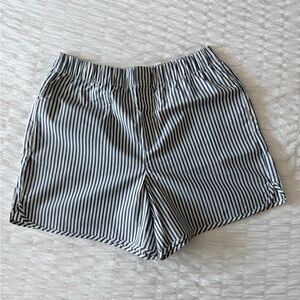 Navy Striped High Waist Women's Shorts